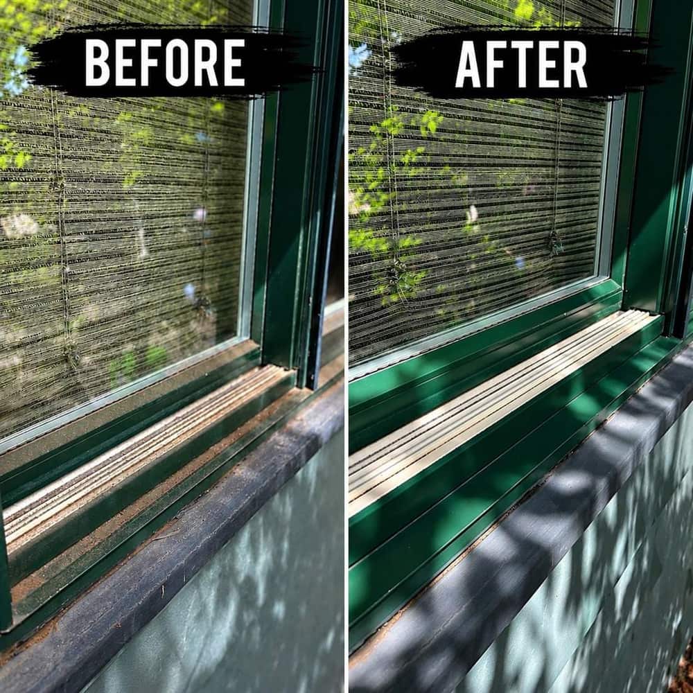 Window cleaning before and after result